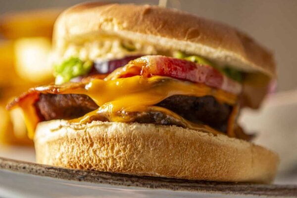 Cheese Burger with Hand Cut Homemade Chips or Fries